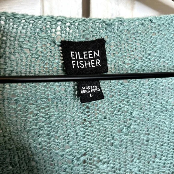 EILEEN FISHER Vintage Women's Knit Cardigan Sweater Button Front Sage Green L - Picture 6 of 11